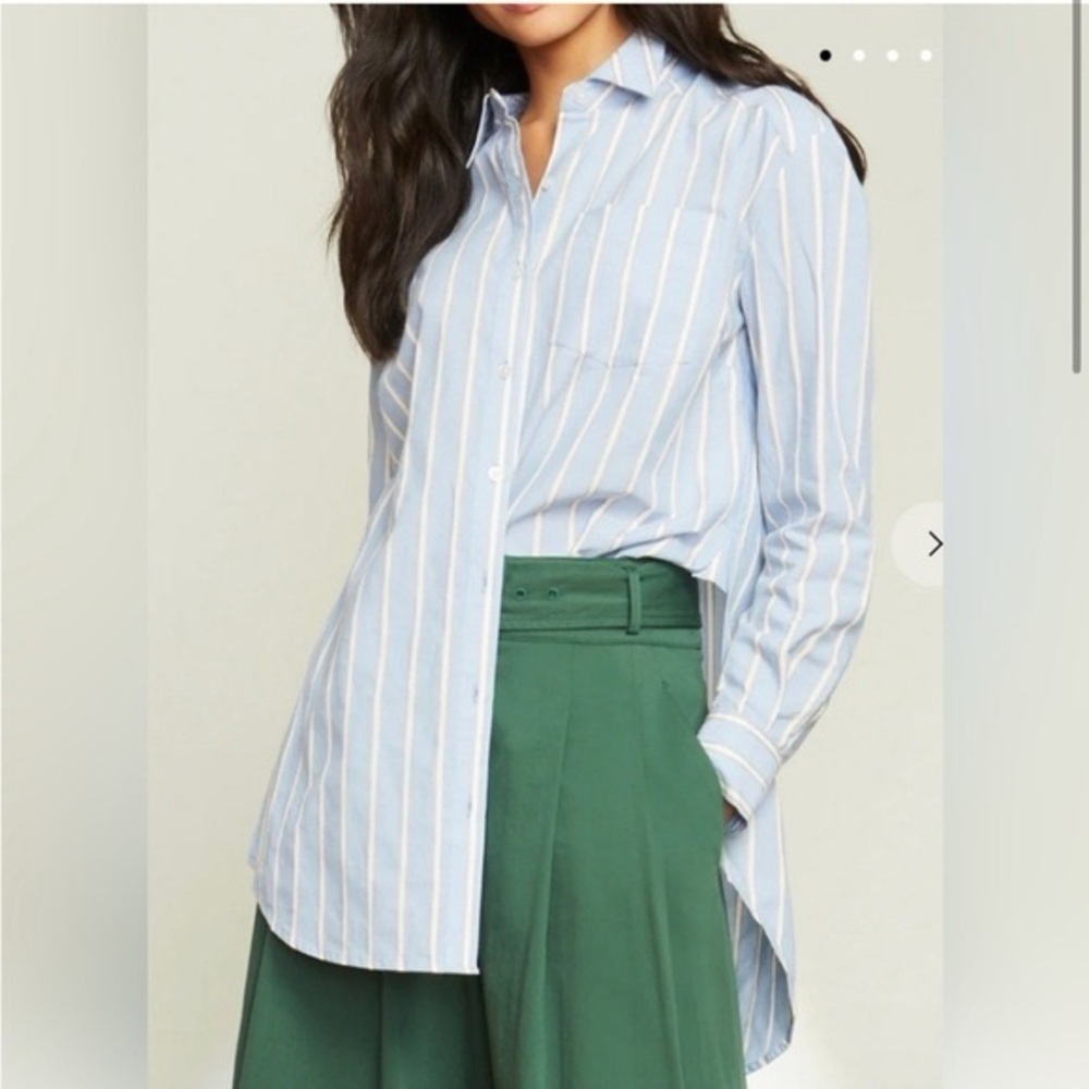 Veronica Beard Chelsea Stripe Long Sleeve Button Up Tunic Shirt 6